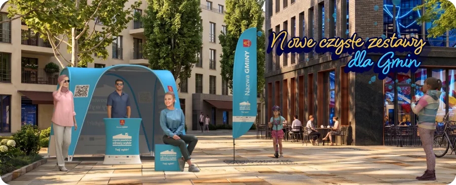wizualizacja punkty informacyjne do promocji programu czyste powietrze dla gmin